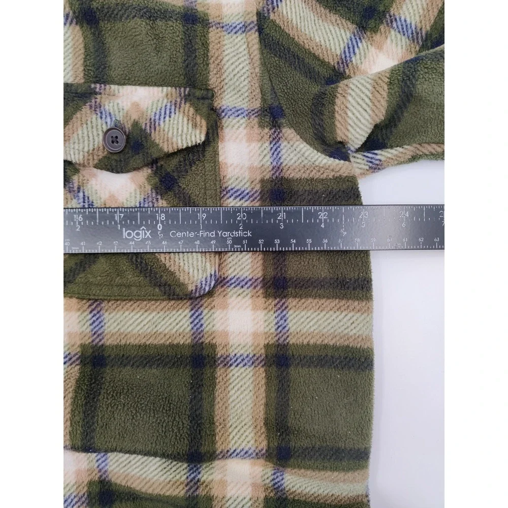 Freedom Foundry Men's L/G Green Plaid‎ Sherpa Lined Fleece Shirt Jacket